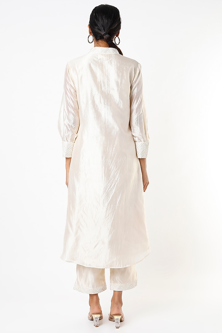 Ivory Hand Embroidered Tunic Set by Made in Pinkcity at Pernia's Pop Up Shop