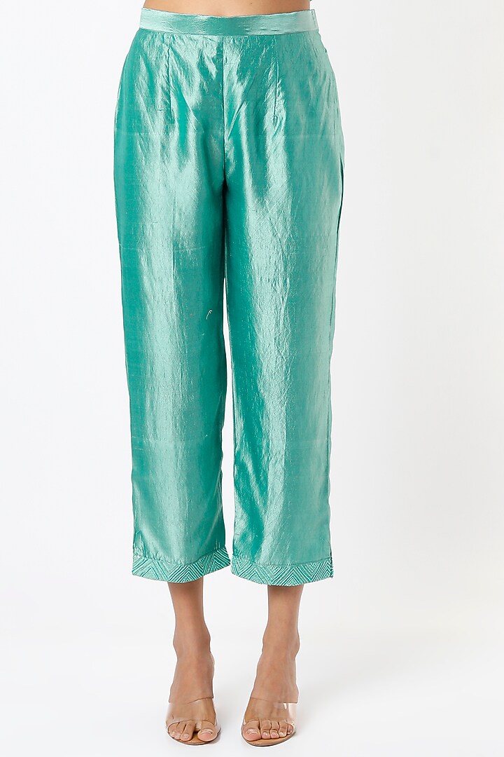 Sea Blue Hand Embroidered Tunic Set by Made in Pinkcity at Pernia's Pop Up Shop