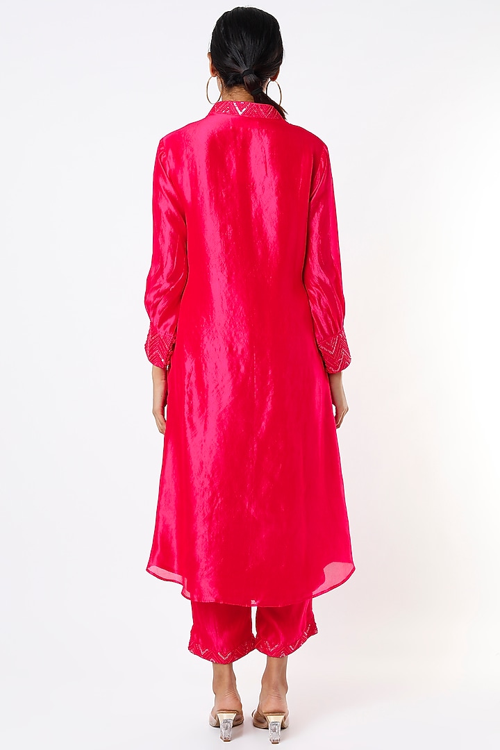 Red Hand Embroidered Tunic Set by Made in Pinkcity at Pernia's Pop Up Shop