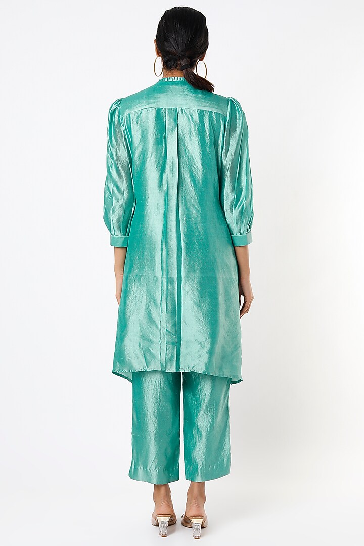 Sea Blue Embroidered Tunic Set by Made in Pinkcity at Pernia's Pop Up Shop