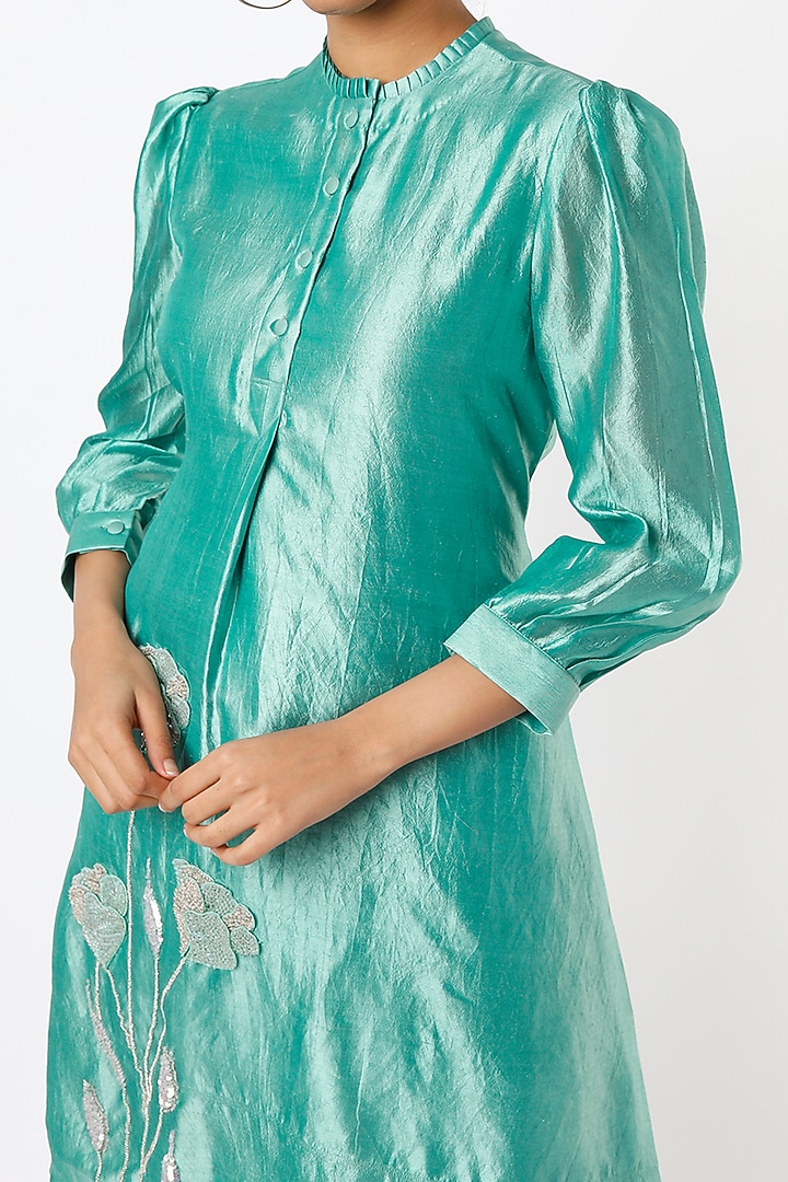 Sea Blue Embroidered Tunic Set by Made in Pinkcity at Pernia's Pop Up Shop