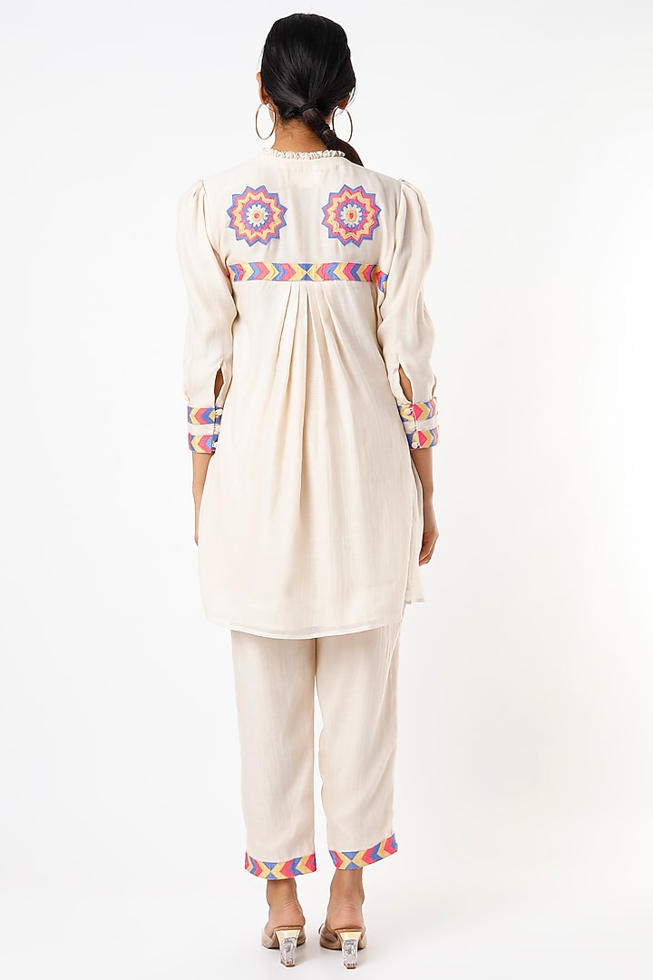 Ivory Chanderi Silk Tunic Set by Made in Pinkcity at Pernia's Pop Up Shop