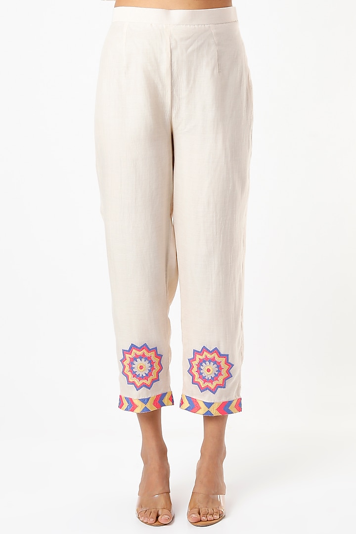 Ivory Chanderi Silk Tunic Set by Made in Pinkcity at Pernia's Pop Up Shop