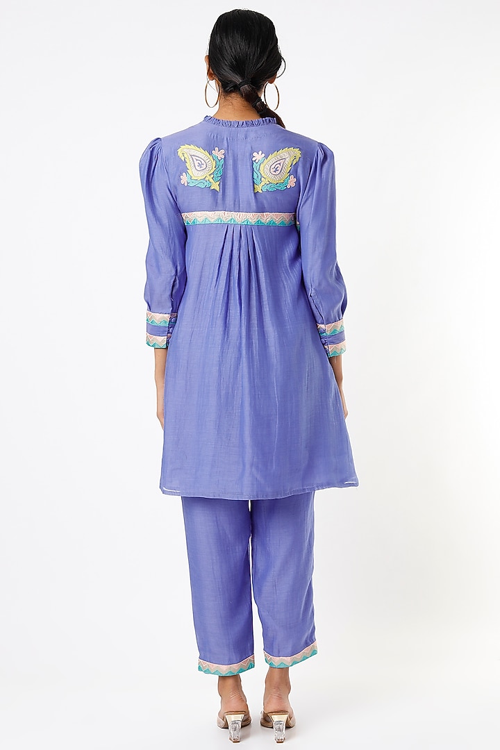 Blue Chanderi Silk Tunic Set by Made in Pinkcity at Pernia's Pop Up Shop