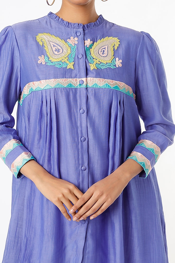 Blue Chanderi Silk Tunic Set by Made in Pinkcity at Pernia's Pop Up Shop