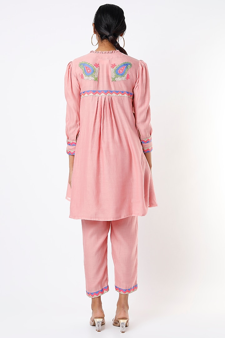 Rose Gold Chanderi Silk Tunic Set by Made in Pinkcity at Pernia's Pop Up Shop