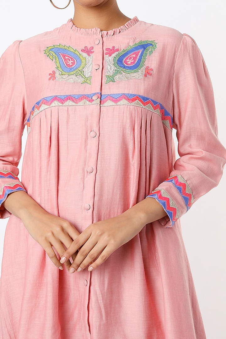 Rose Gold Chanderi Silk Tunic Set by Made in Pinkcity at Pernia's Pop Up Shop