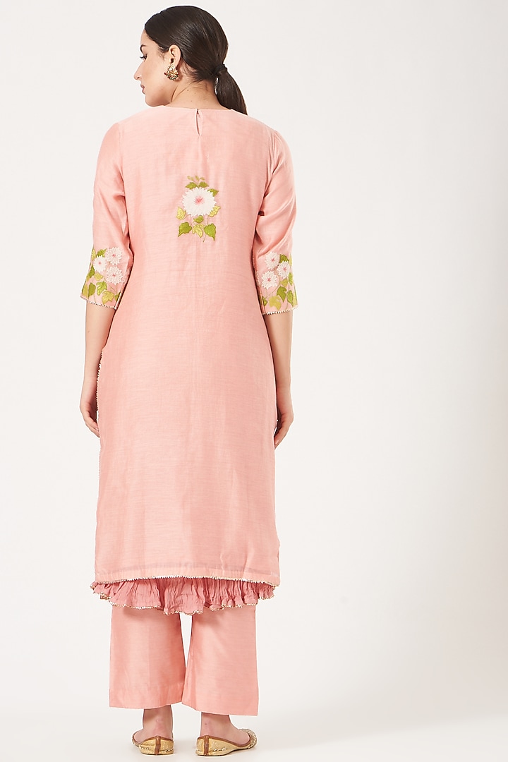 Blush Pink Embroidered Kurta Set by Made in Pinkcity at Pernia's Pop Up Shop