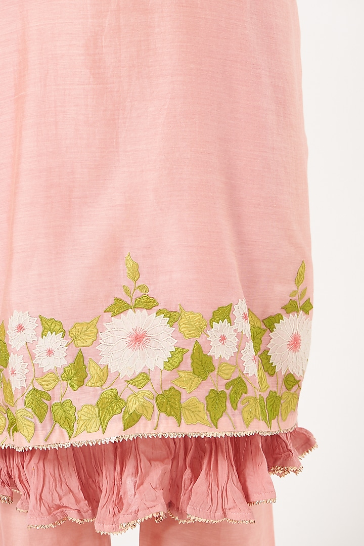 Blush Pink Embroidered Kurta Set by Made in Pinkcity at Pernia's Pop Up Shop