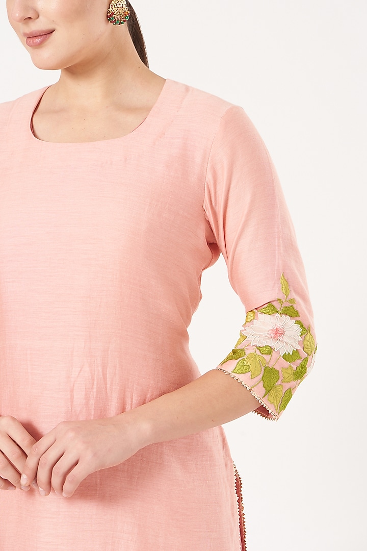 Blush Pink Embroidered Kurta Set by Made in Pinkcity at Pernia's Pop Up Shop