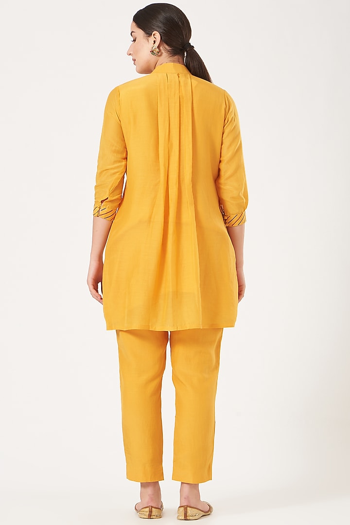 Yellow Embroidered Tunic Set by Made in Pinkcity at Pernia's Pop Up Shop