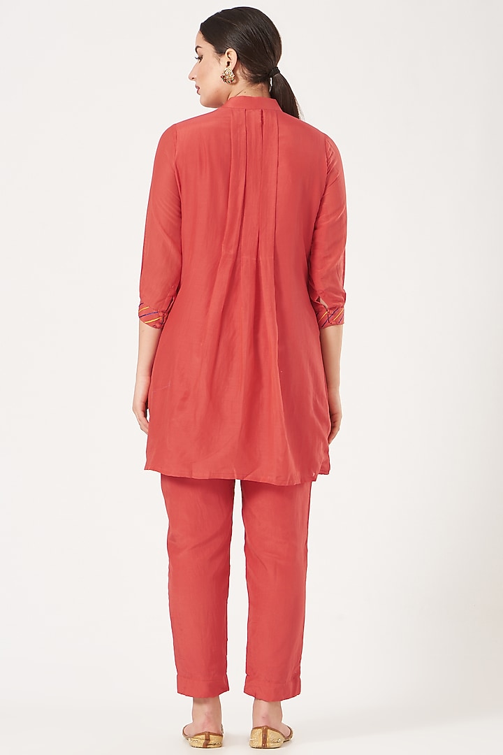 Red Embroidered Tunic Set by Made in Pinkcity at Pernia's Pop Up Shop