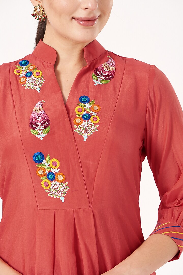 Red Embroidered Tunic Set by Made in Pinkcity at Pernia's Pop Up Shop