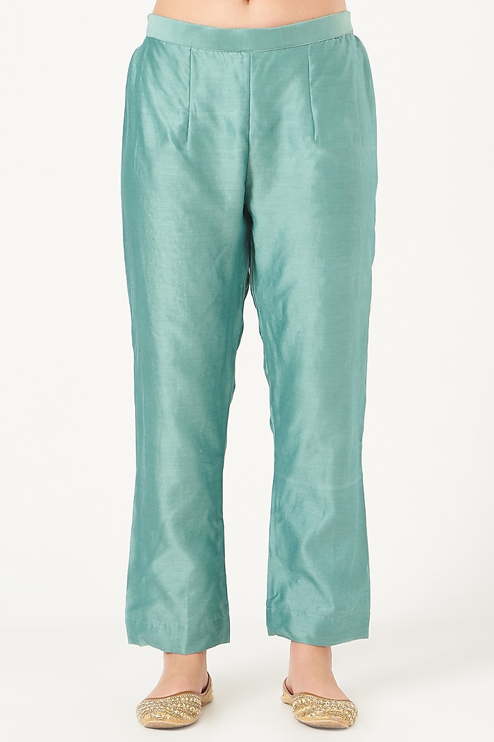Sea Blue Embroidered Kurta Set by Made in Pinkcity at Pernia's Pop Up Shop