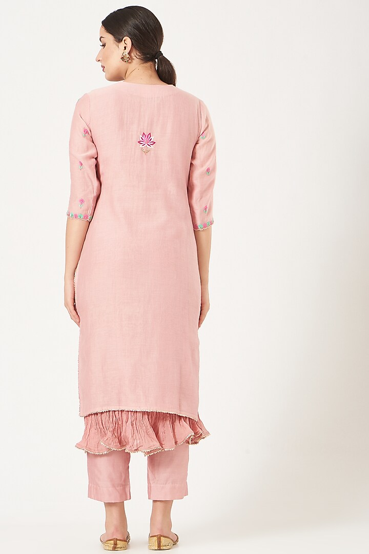 Blush Pink Embroidered Kurta Set by Made in Pinkcity at Pernia's Pop Up Shop