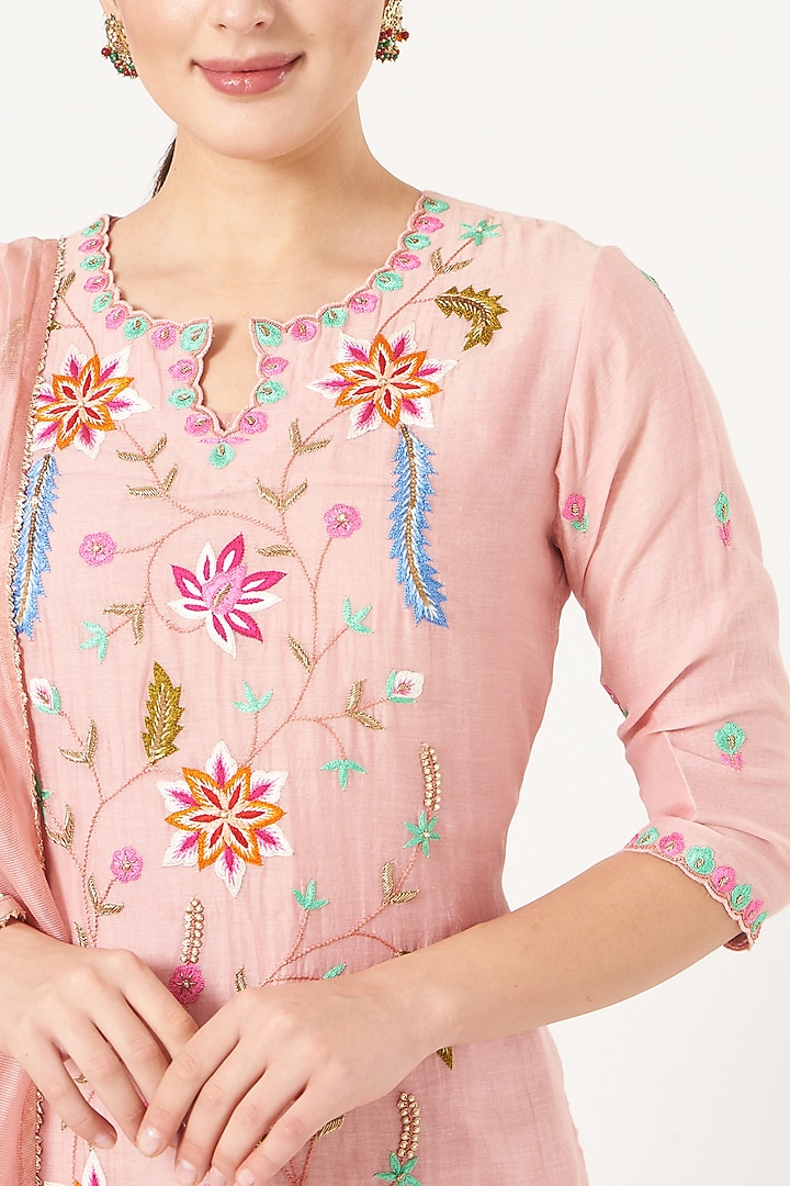 Blush Pink Embroidered Kurta Set by Made in Pinkcity at Pernia's Pop Up Shop
