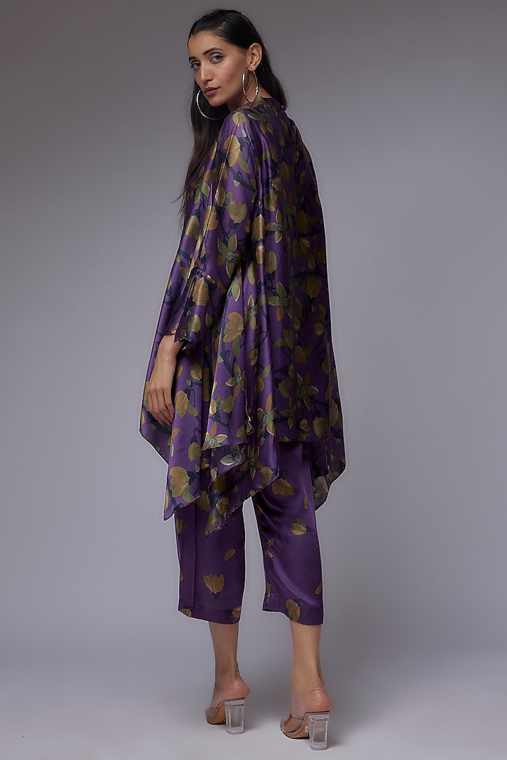 Purple Modal Satin Printed Co-Ord Set by Made in Pinkcity at Pernia's Pop Up Shop