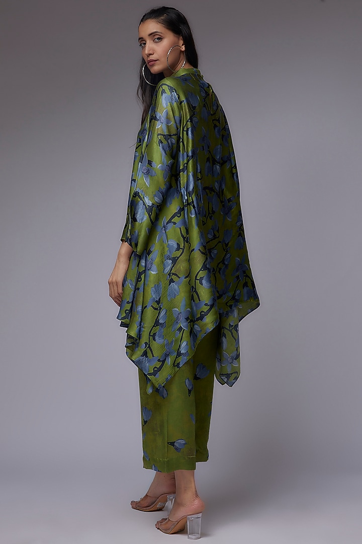 Sage Green Modal Satin Printed Co-Ord Set by Made in Pinkcity at Pernia's Pop Up Shop