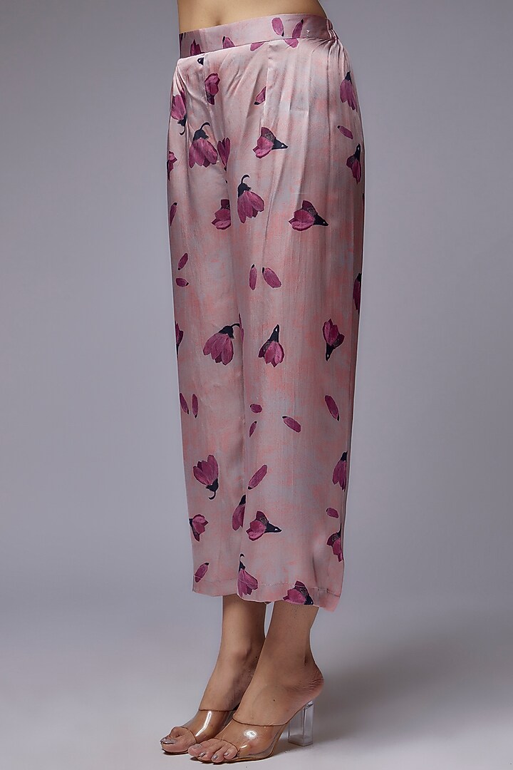 Rose Gold Modal Satin Printed Co-Ord Set by Made in Pinkcity at Pernia's Pop Up Shop