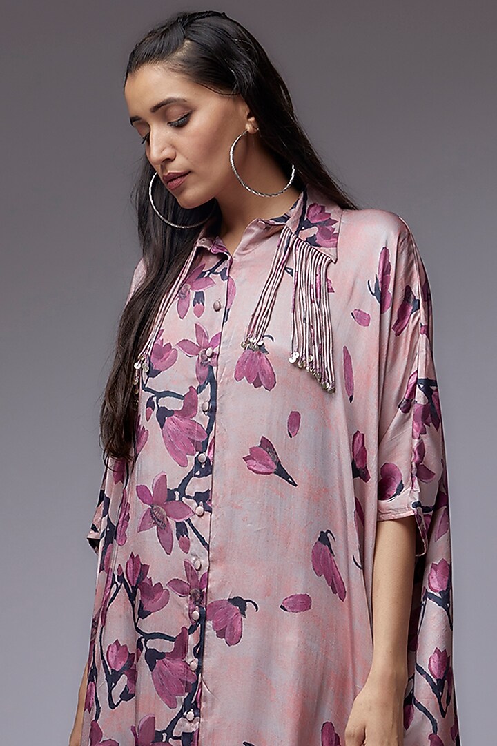 Rose Gold Modal Satin Printed Co-Ord Set by Made in Pinkcity at Pernia's Pop Up Shop