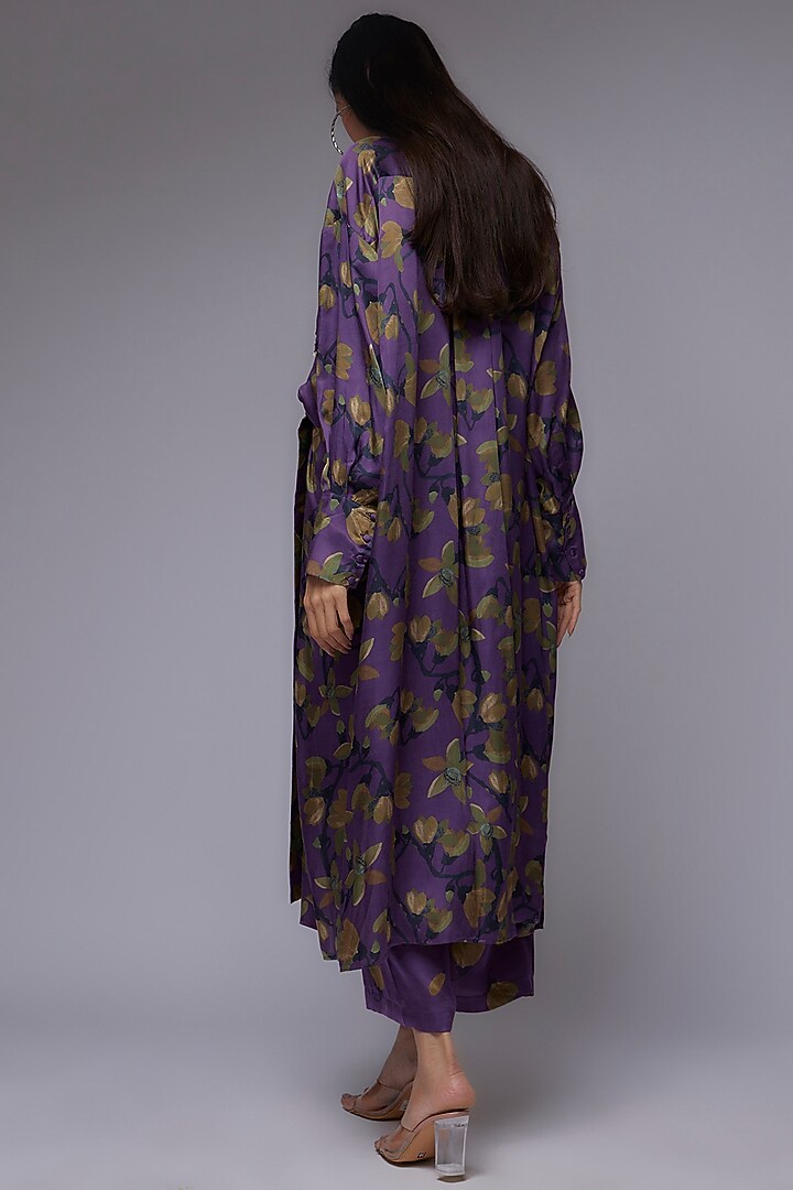 Purple Modal Satin Printed Co-Ord Set by Made in Pinkcity at Pernia's Pop Up Shop
