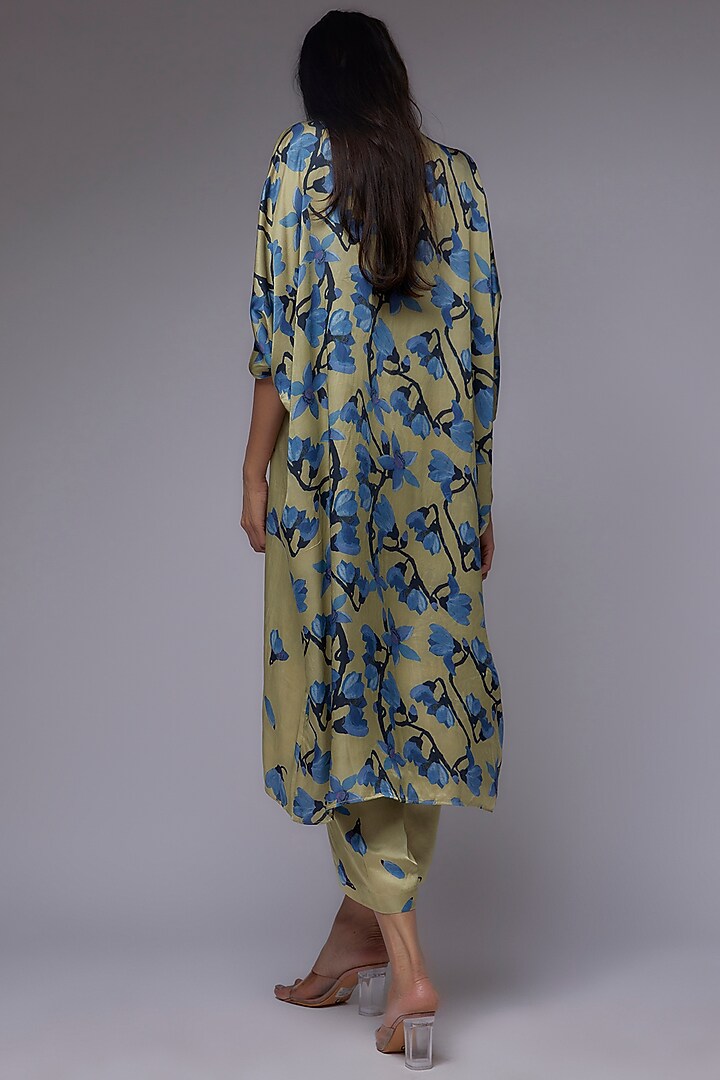 Sage Green Modal Satin Printed Co-Ord Set by Made in Pinkcity at Pernia's Pop Up Shop