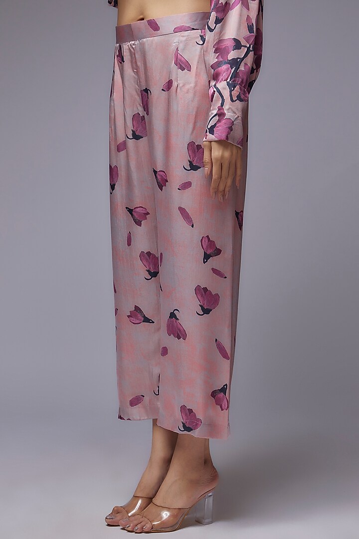 Rose Gold Modal Satin Printed Co-Ord Set by Made in Pinkcity at Pernia's Pop Up Shop