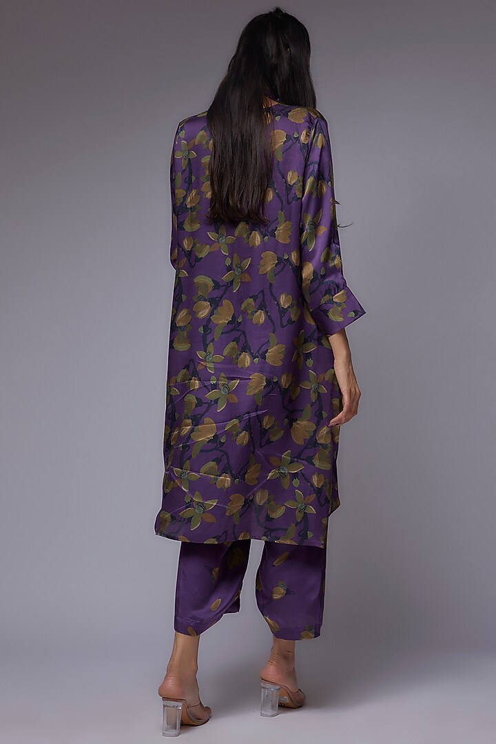 Purple Modal Satin Printed Tunic Set by Made in Pinkcity at Pernia's Pop Up Shop