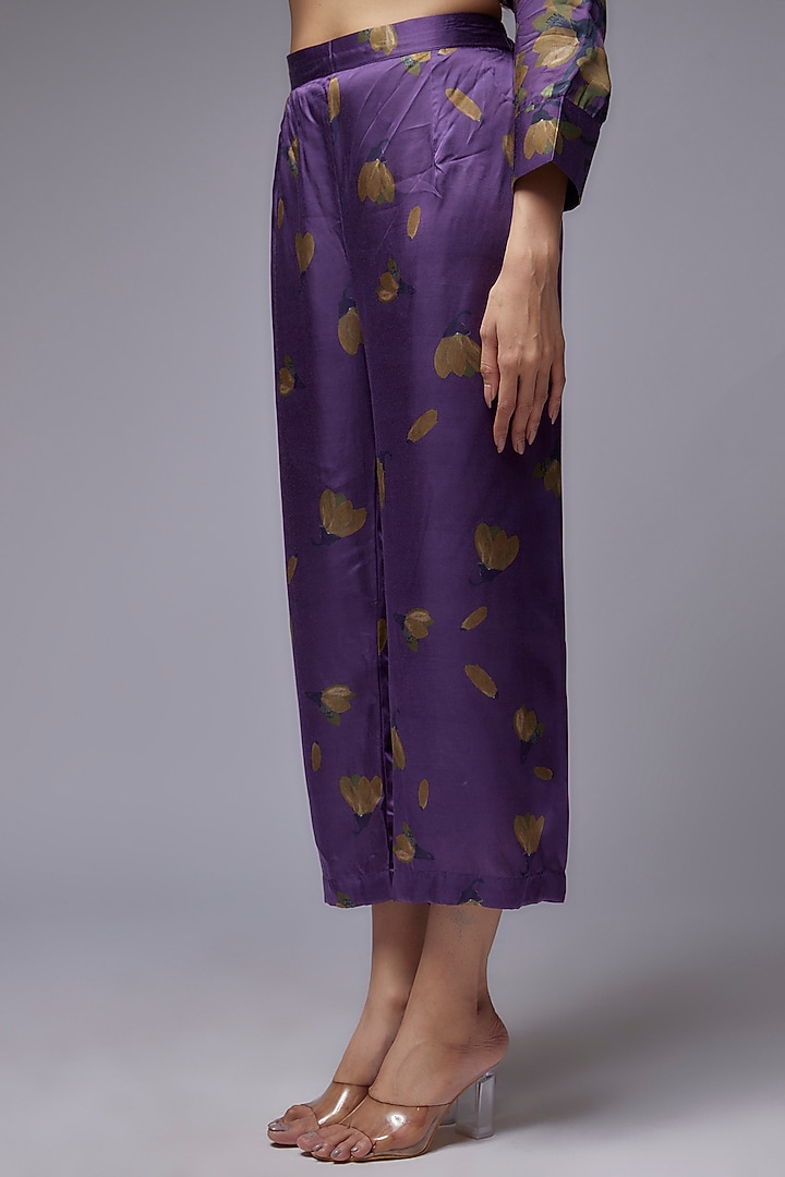 Purple Modal Satin Printed Tunic Set by Made in Pinkcity at Pernia's Pop Up Shop