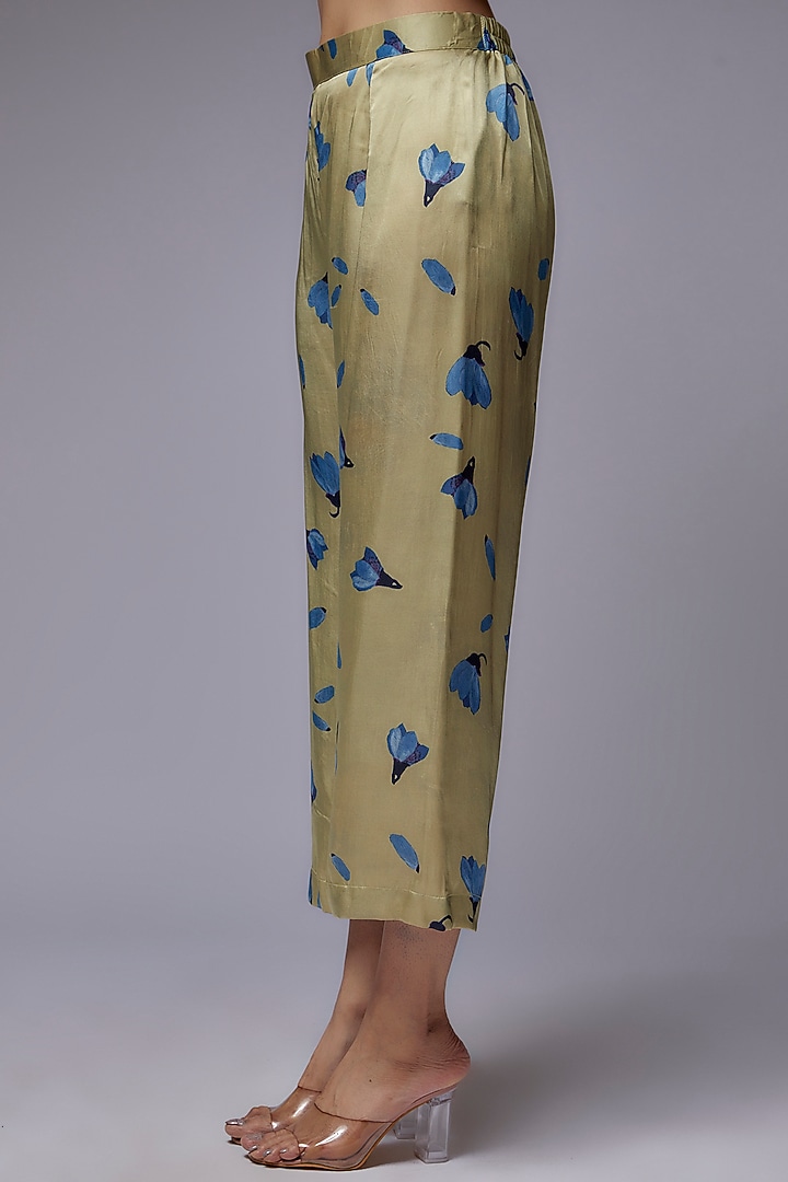 Sage Green Modal Satin Printed Kaftan Set by Made in Pinkcity at Pernia's Pop Up Shop