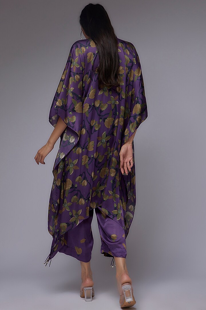 Purple Modal Satin Printed Kaftan Set by Made in Pinkcity at Pernia's Pop Up Shop