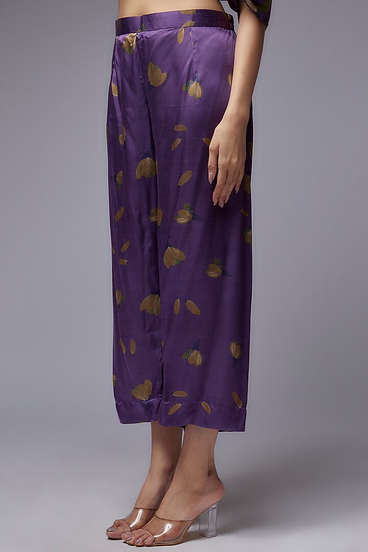 Purple Modal Satin Printed Kaftan Set by Made in Pinkcity at Pernia's Pop Up Shop