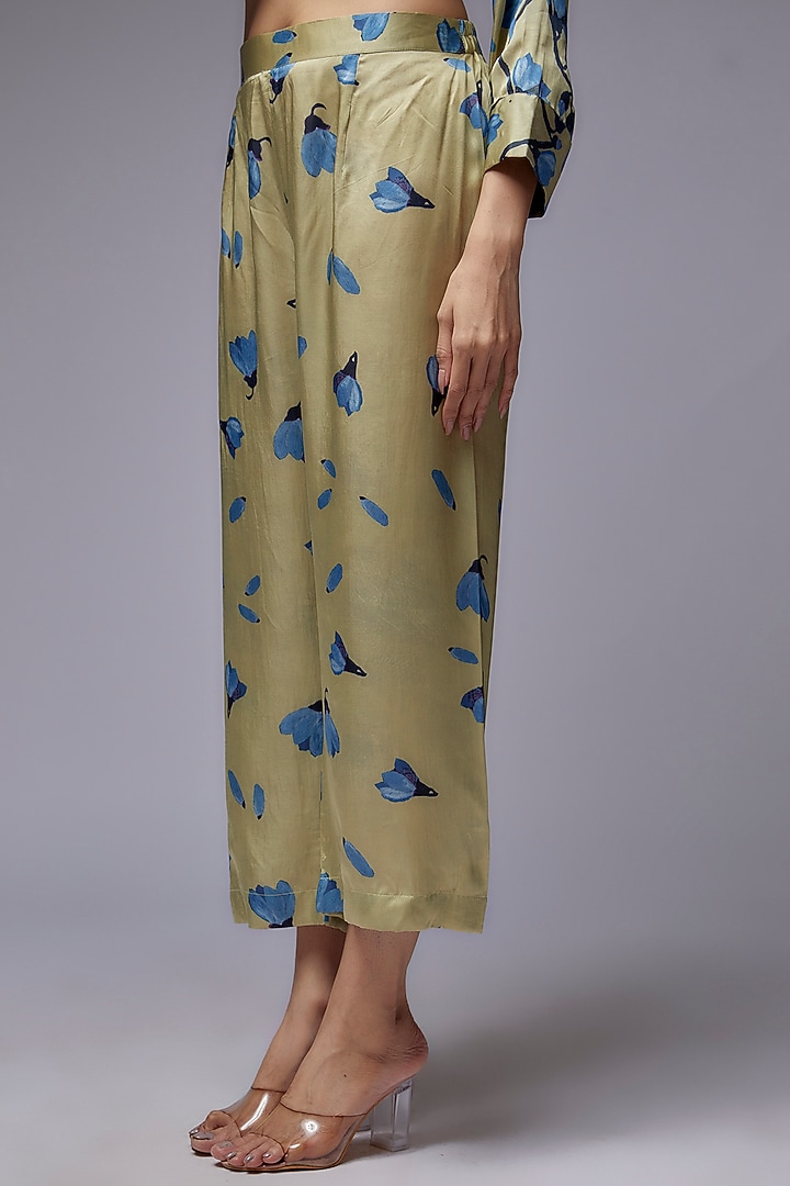 Sage Green Modal Satin Printed Tunic Set by Made in Pinkcity at Pernia's Pop Up Shop