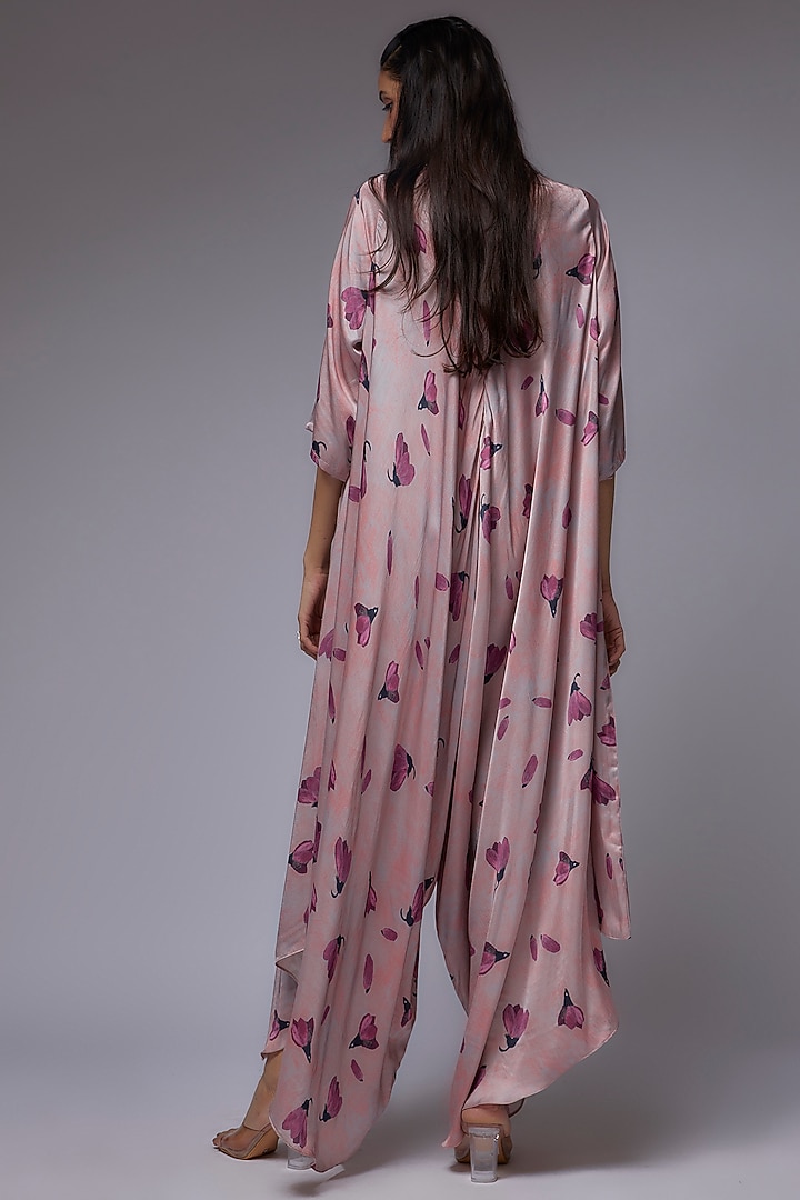 Rose Gold Modal Satin Printed Jumpsuit by Made in Pinkcity at Pernia's Pop Up Shop