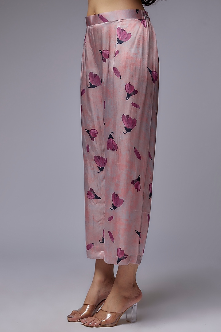 Rose Gold Modal Satin Printed Kaftan Set by Made in Pinkcity at Pernia's Pop Up Shop