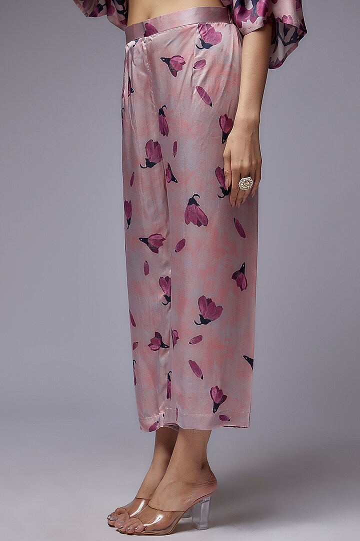 Rose Gold Modal Satin Printed Draped Kaftan Set by Made in Pinkcity at Pernia's Pop Up Shop