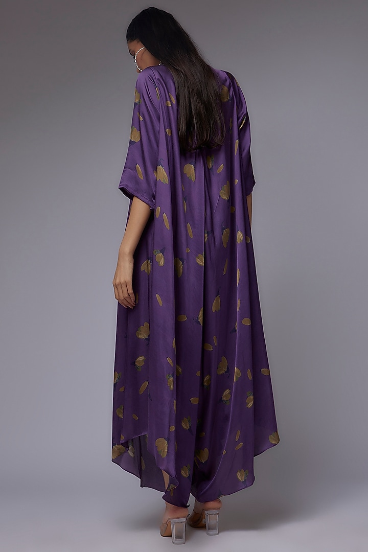 Purple Modal Satin Printed Jumpsuit Dress by Made in Pinkcity at Pernia's Pop Up Shop