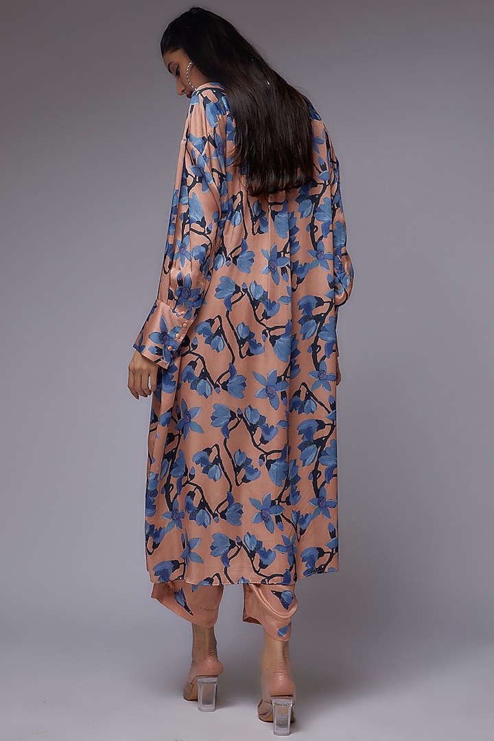 Peach Modal Satin Printed Co-Ord Set by Made in Pinkcity at Pernia's Pop Up Shop