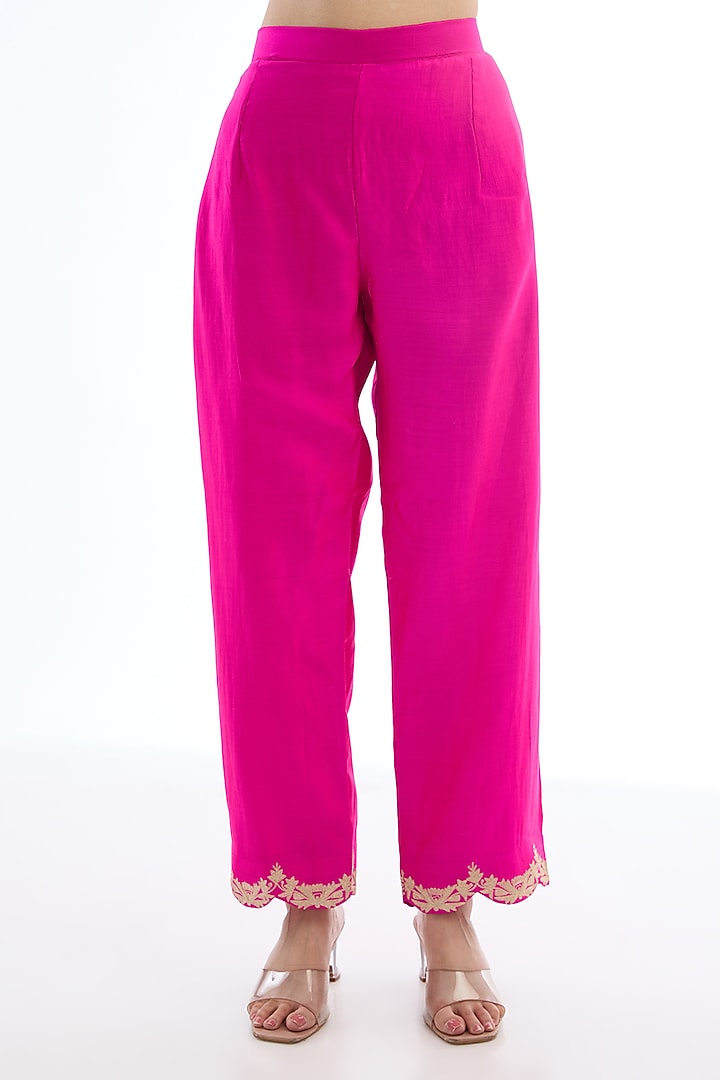 Pink Spun Silk Tilla Work Crushed Kaftan Set by Made in Pinkcity at Pernia's Pop Up Shop