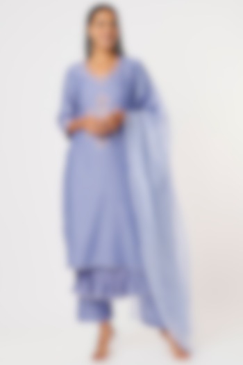 Sky Blue Embroidered Kurta Set by Made in Pinkcity