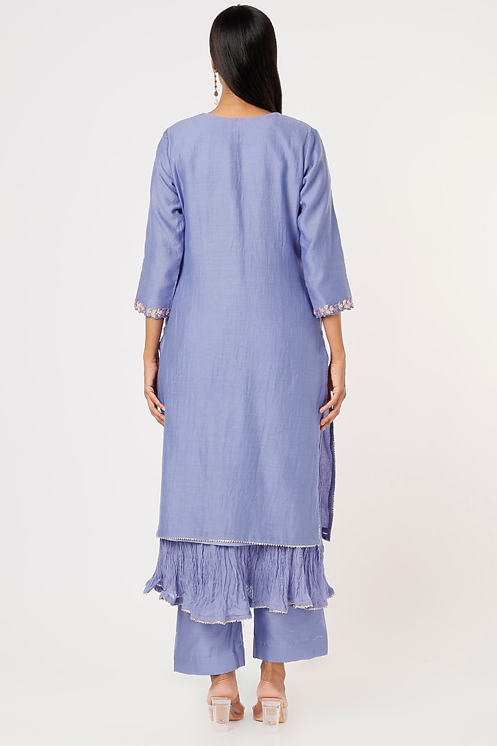 Sky Blue Embroidered Kurta Set by Made in Pinkcity at Pernia's Pop Up Shop