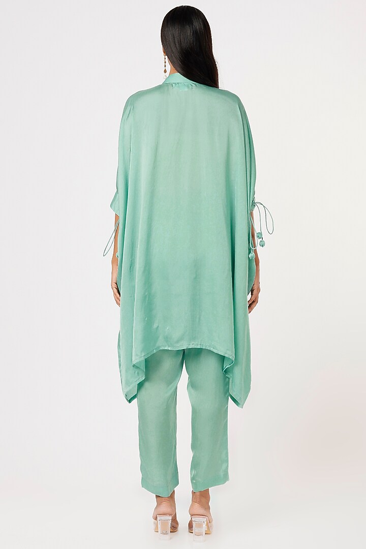 Blue Hand Embroidered Tunic Set by Made in Pinkcity at Pernia's Pop Up Shop