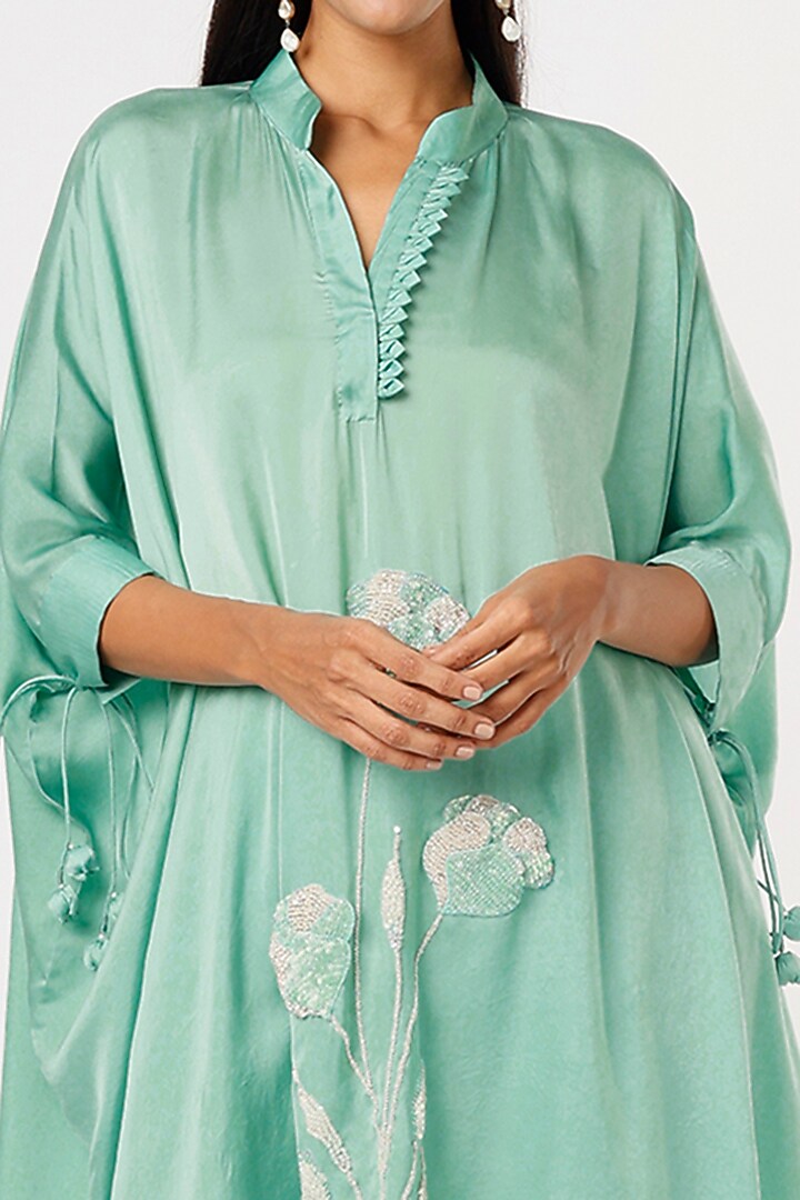Blue Hand Embroidered Tunic Set by Made in Pinkcity at Pernia's Pop Up Shop