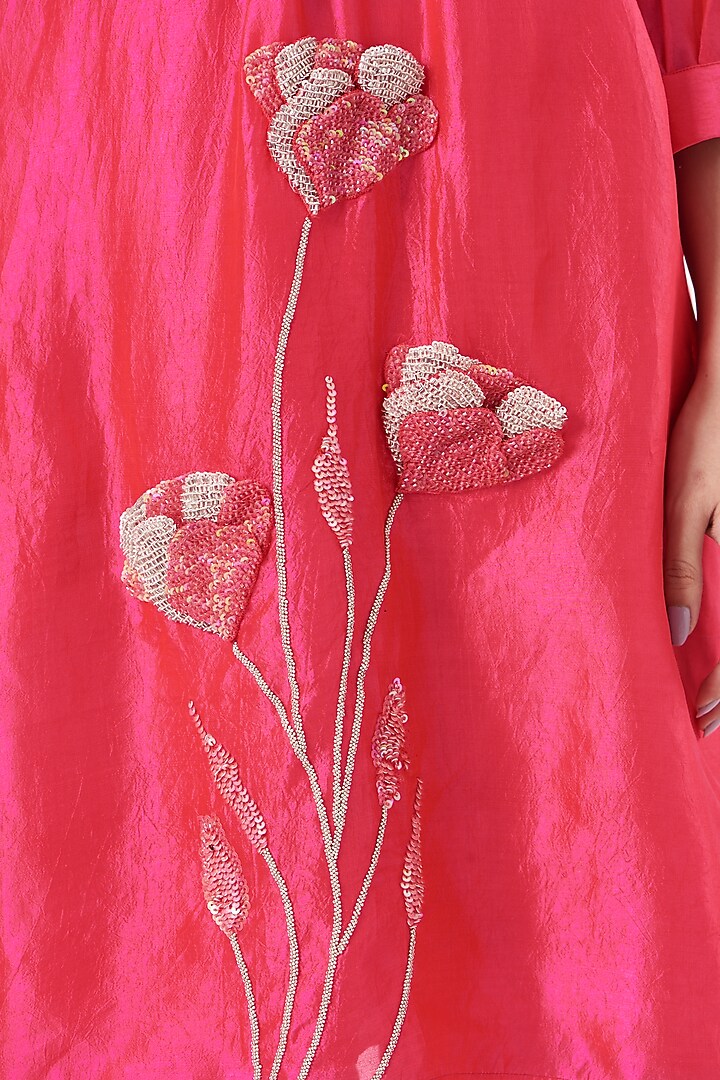Red Hand Embroidered Kurta Set by Made in Pinkcity at Pernia's Pop Up Shop