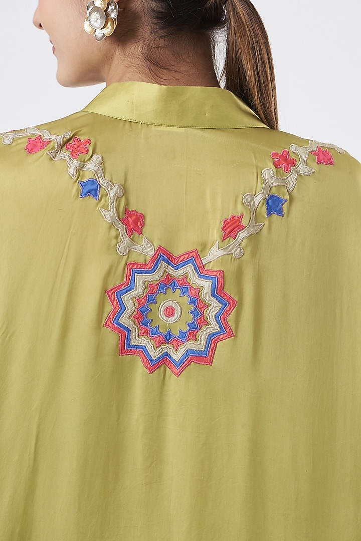 Green Embroidered Cape Tunic Set by Made in Pinkcity at Pernia's Pop Up Shop