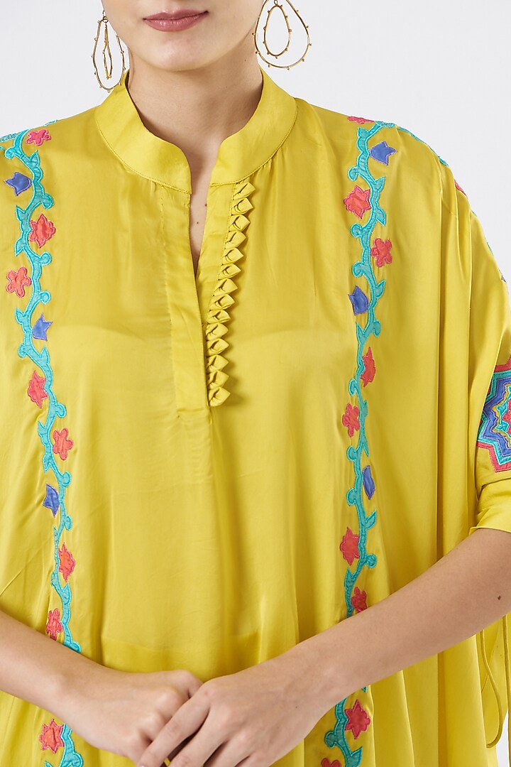 Yellow Embroidered Cape Tunic Set by Made in Pinkcity at Pernia's Pop Up Shop