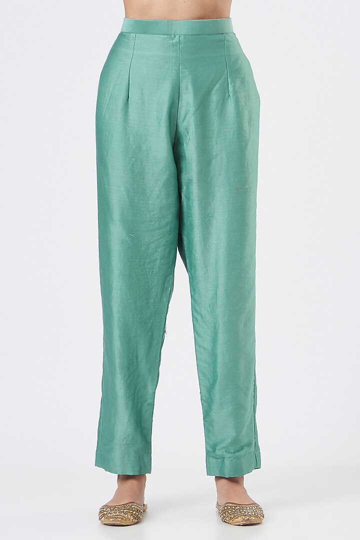 Sea Green Hand Embroidered Kurta Set by Made in Pinkcity at Pernia's Pop Up Shop