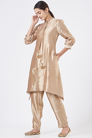 Ivory Kora Silk Kurta Set by Made in Pinkcity