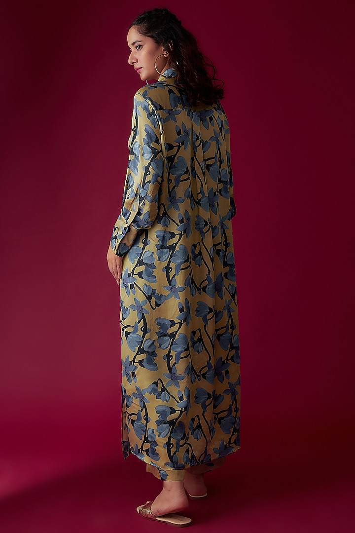 Sage Green Modal Satin Printed Co-Ord Set by Made in Pinkcity at Pernia's Pop Up Shop