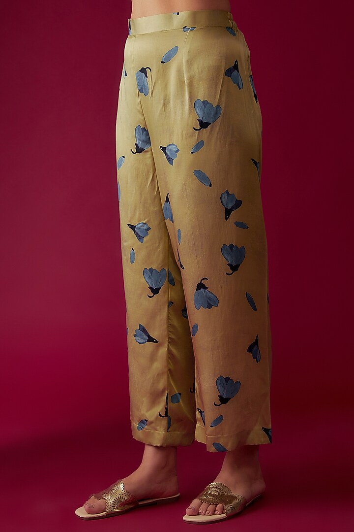 Sage Green Modal Satin Printed Co-Ord Set by Made in Pinkcity at Pernia's Pop Up Shop